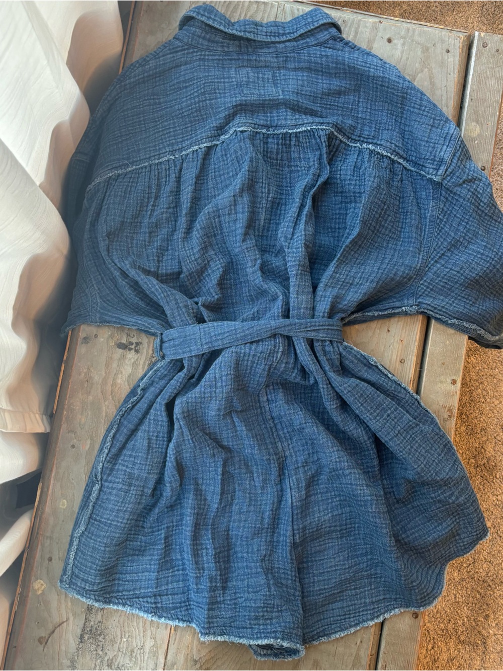 aerie Indigo Gauze shorts Romper | size medium - Picture 6 of 6